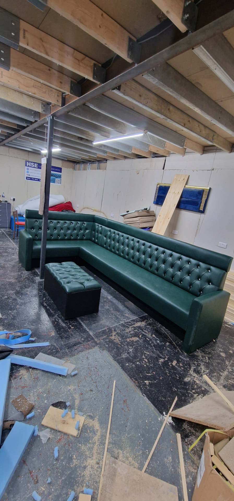Completed reupholstery installation by HSE Bespoke Upholstery, project 1